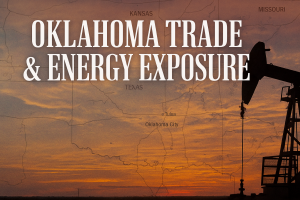 Oklahoma Trade and Energy Exposure over the state of Oklahoma with an Oil Derrick
