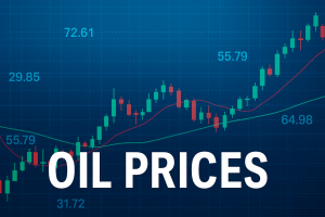 Oil prices on blue background