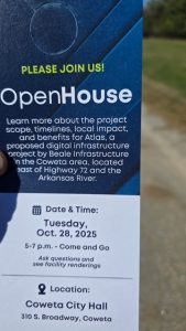door hanger that show an open house at Coweta City Hall