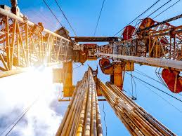 oil rig from the perspective of the floor looking up