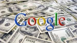 Google logo on top of money